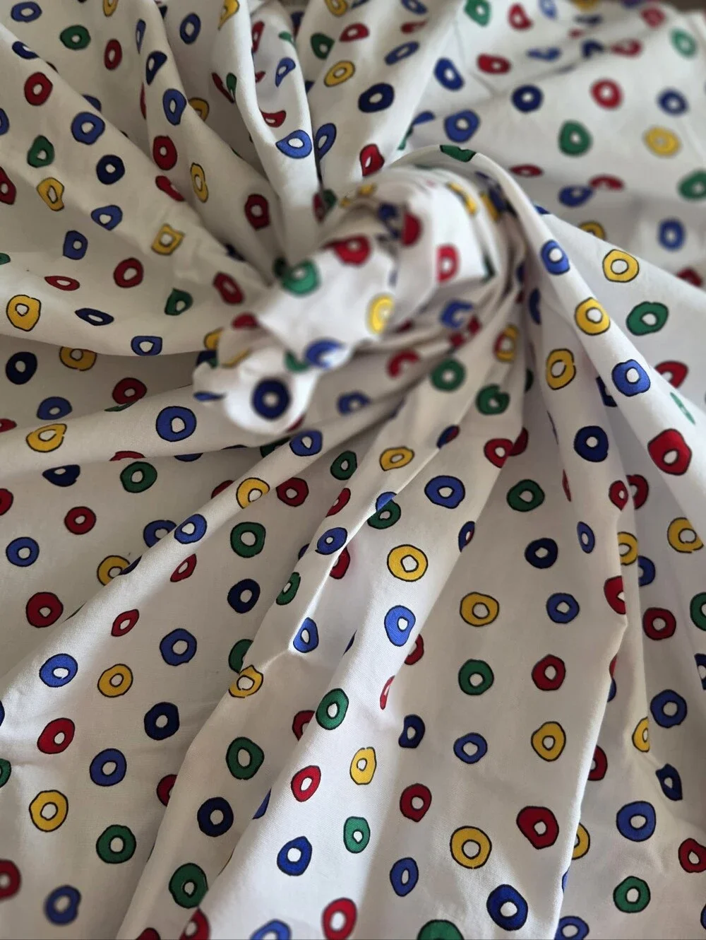 1980's Cranston Print Works Cotton SEW QUILT Red/Green/Blue/Yellow Oval Fabric